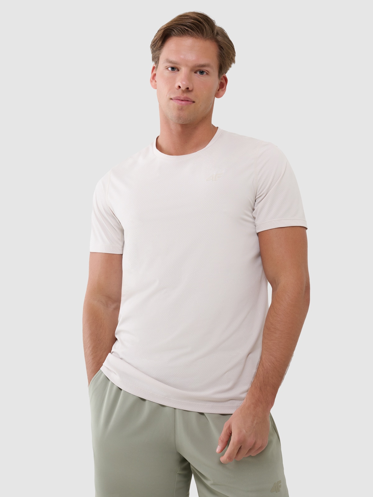 Vyriški regular greitai džiūstantys treniruočių marškinėliai - smėlio spalvos