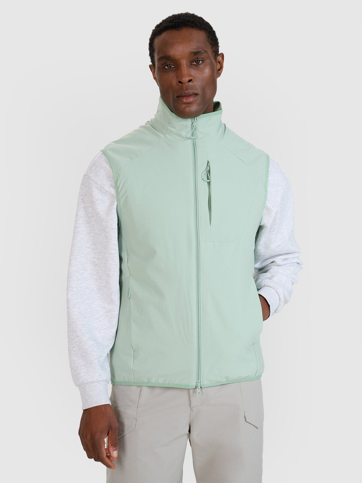 Vyriška berankovė striukė su apykakle - turkio spalva