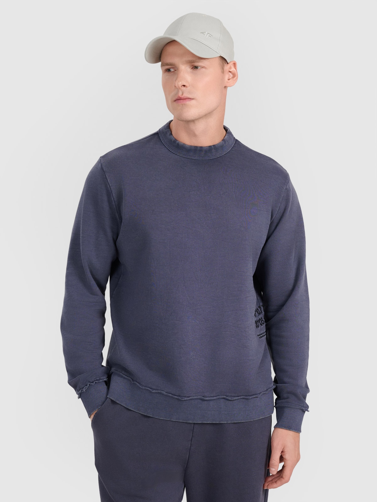 Vyriškas sportinis neatsegamas džemperis be gobtuvo - pilkas