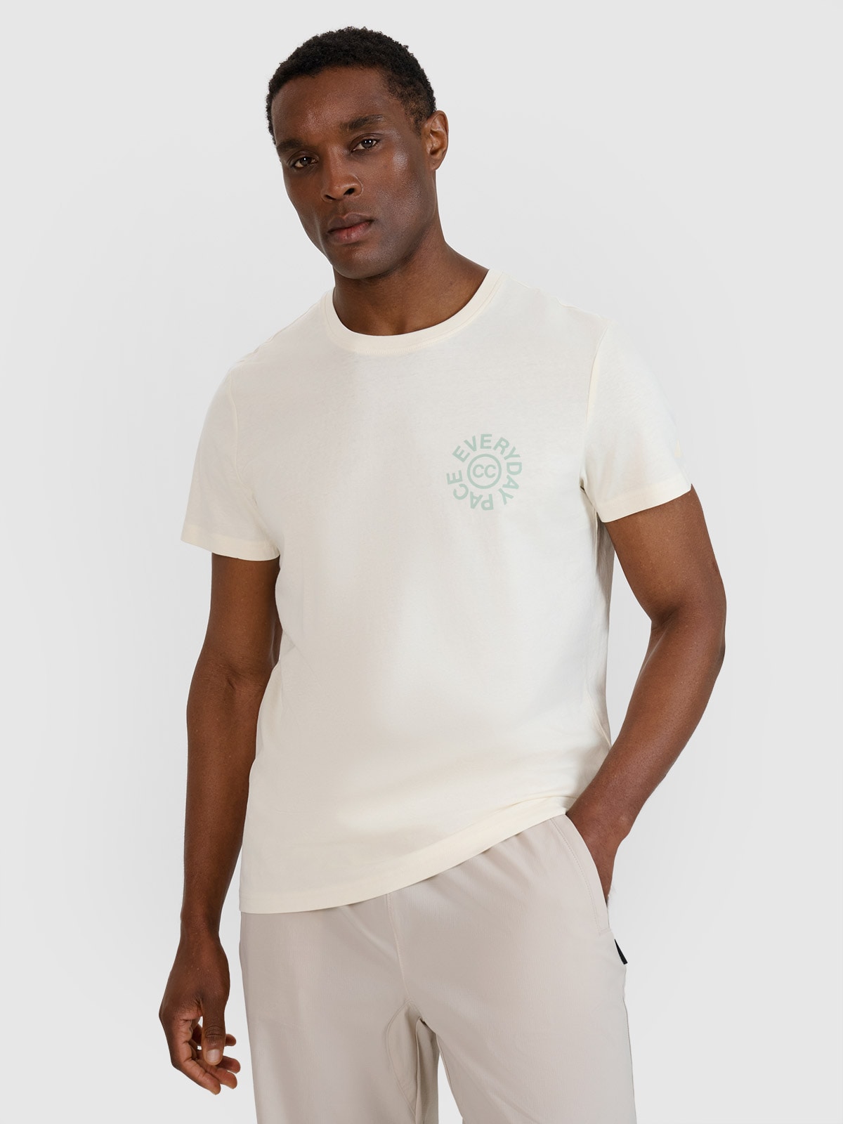 Vyriški T-shirt regular marškinėliai su spauda - balti