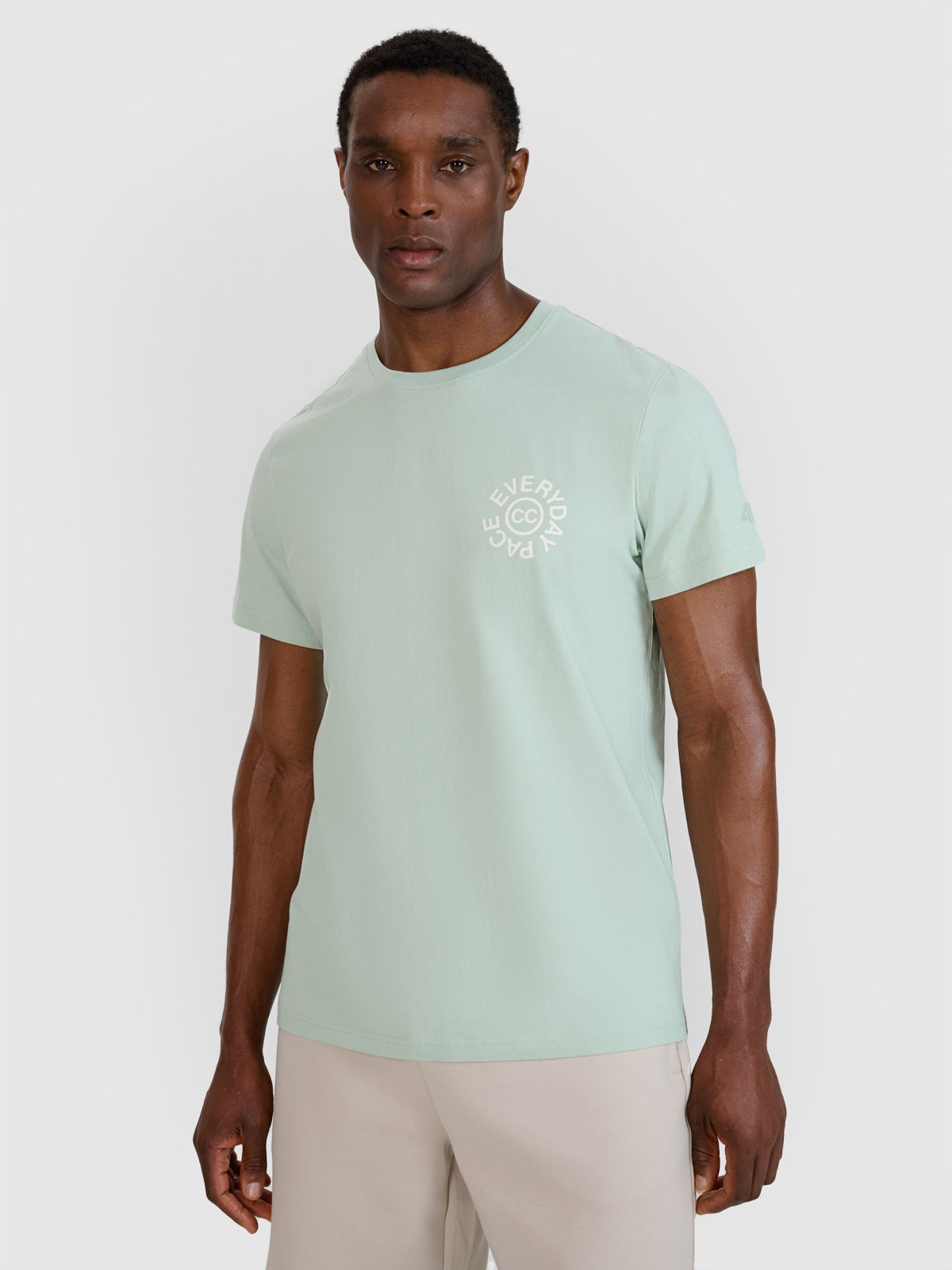 Vyriški T-shirt regular marškinėliai su spauda - turkio spalvos