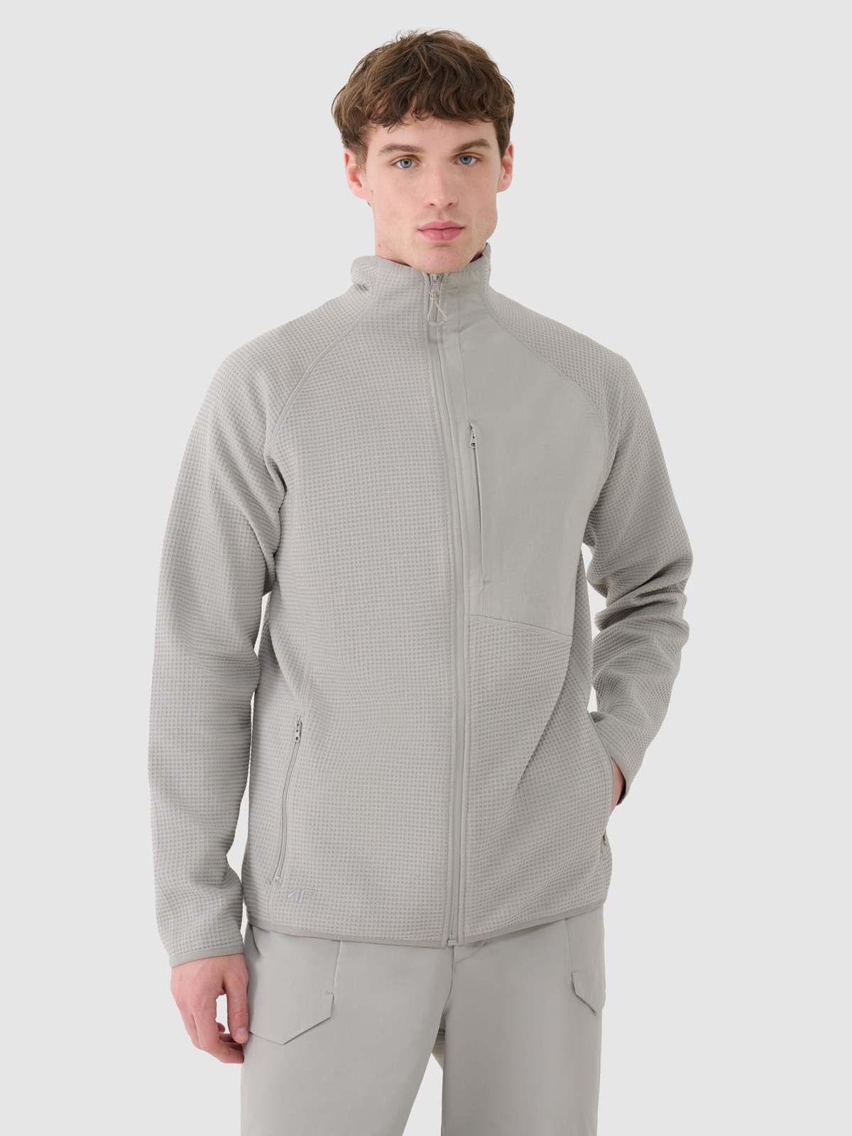 Vyriškas atsegamas džemperis be gobtuvo - pilkas