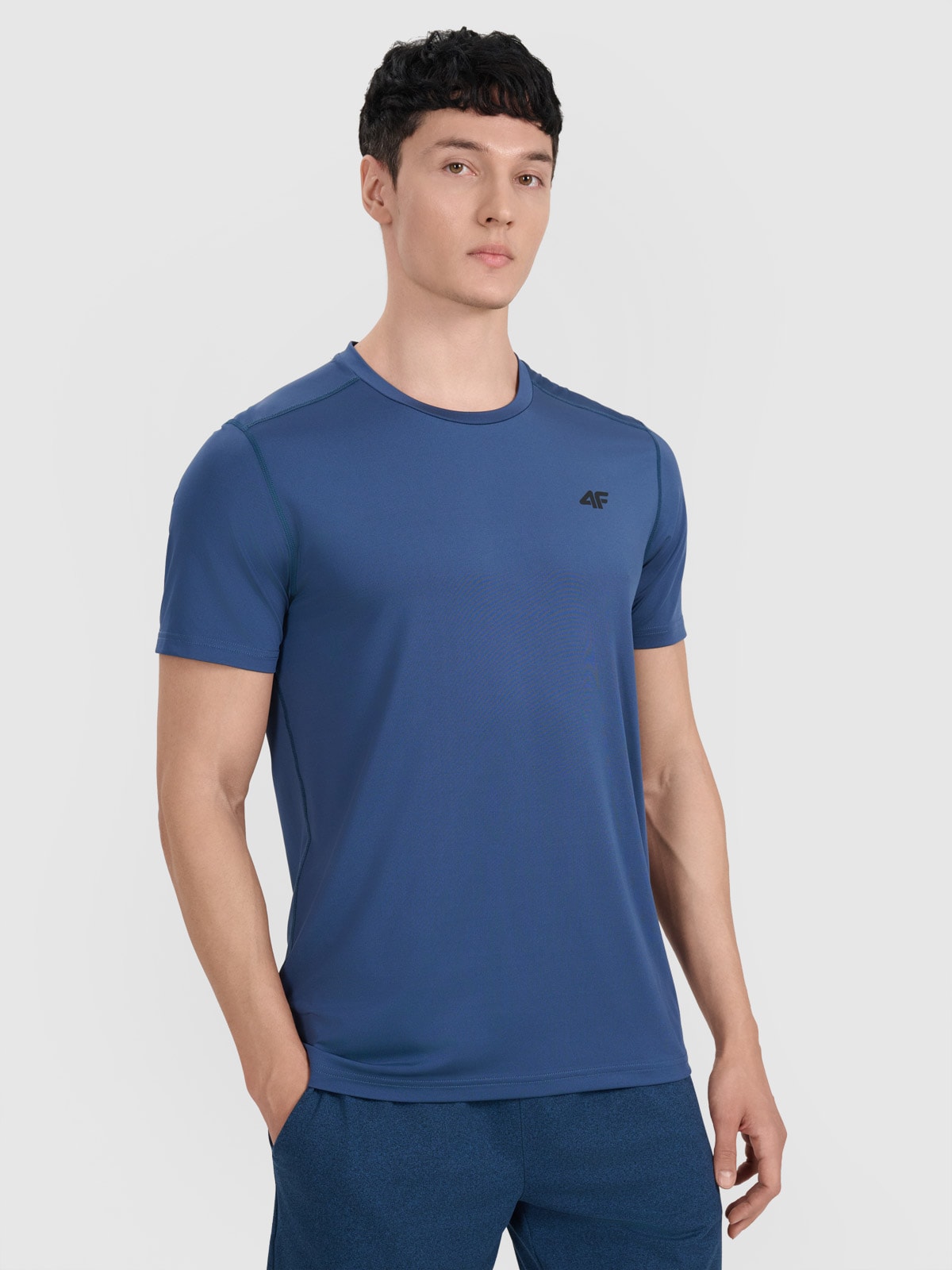 Vyriški greitai džiūstantys treniruočių marškinėliai - tamsiai mėlyni