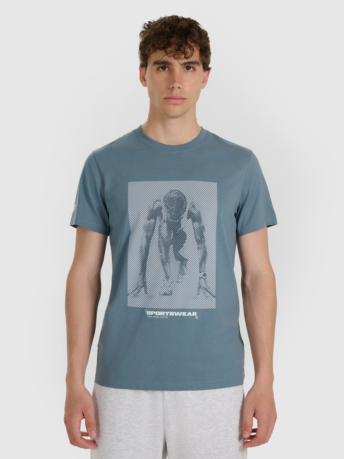 Vyriški T-shirt regular marškinėliai su spauda - tamsiai mėlynos spalvos