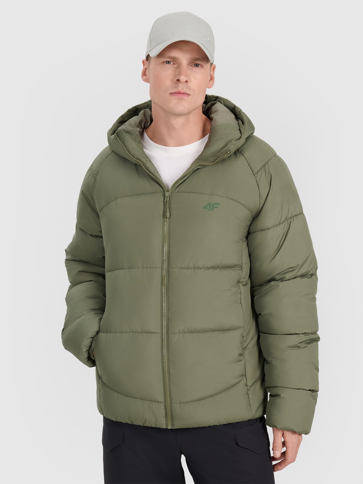 Vyriška striukė su sintetiniu kamšalu - khaki spalvos