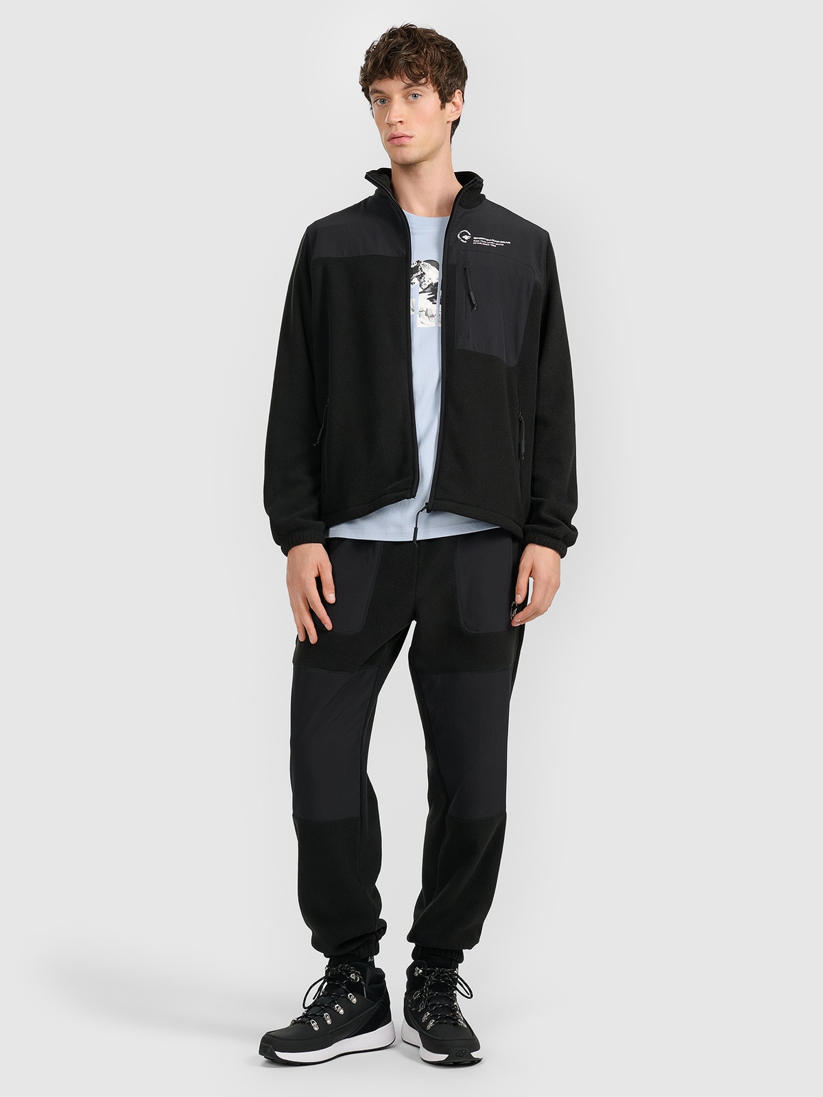 Vyriškos fliso jogger kelnės - juodos