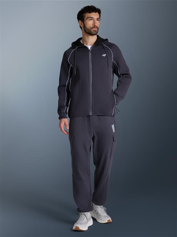 Vyriškas sportinis regular džemperis su gobtuvu - pilkas