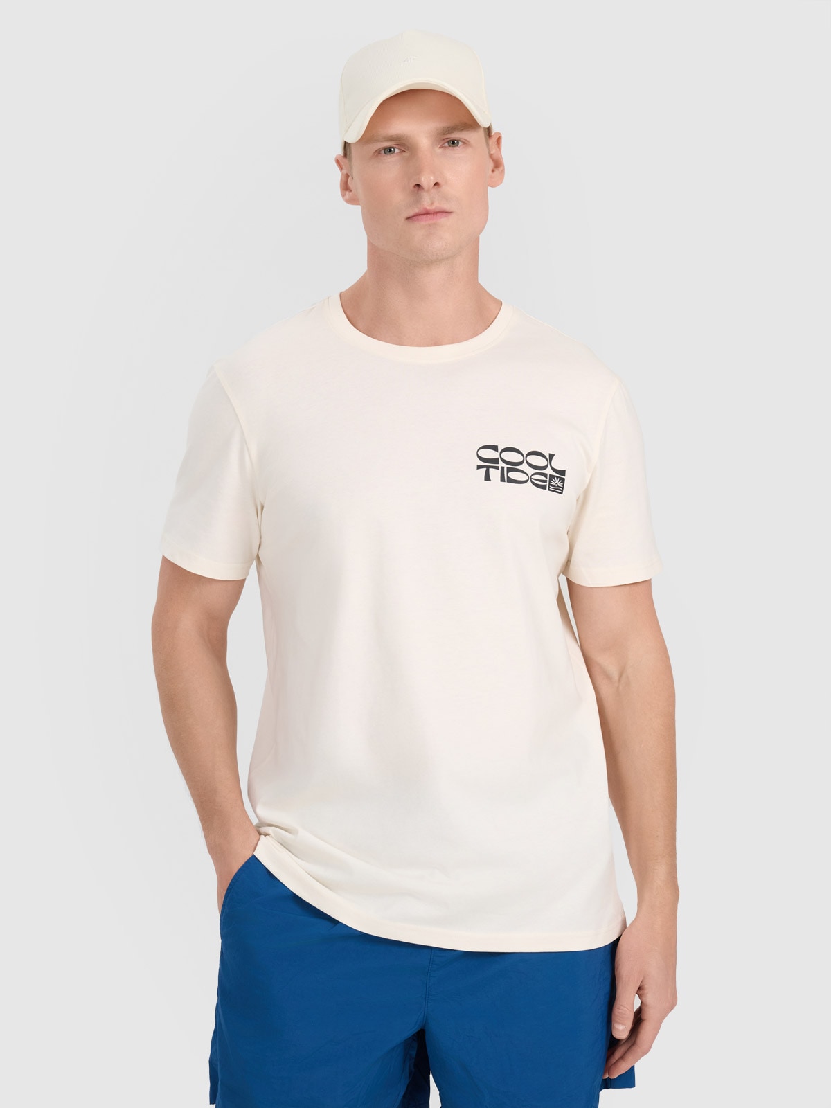 Vyriški T-shirt regular marškinėliai su spauda - balti