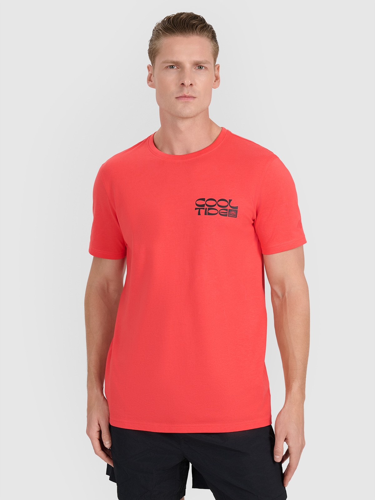 Vyriški T-shirt regular marškinėliai su spauda - raudoni