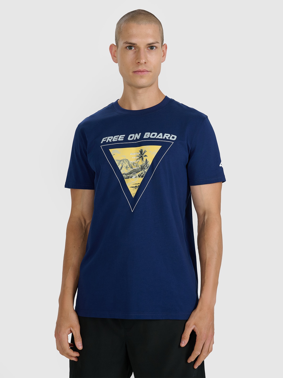 Vyriški T-shirt regular marškinėliai su spauda - tamsiai mėlynos spalvos