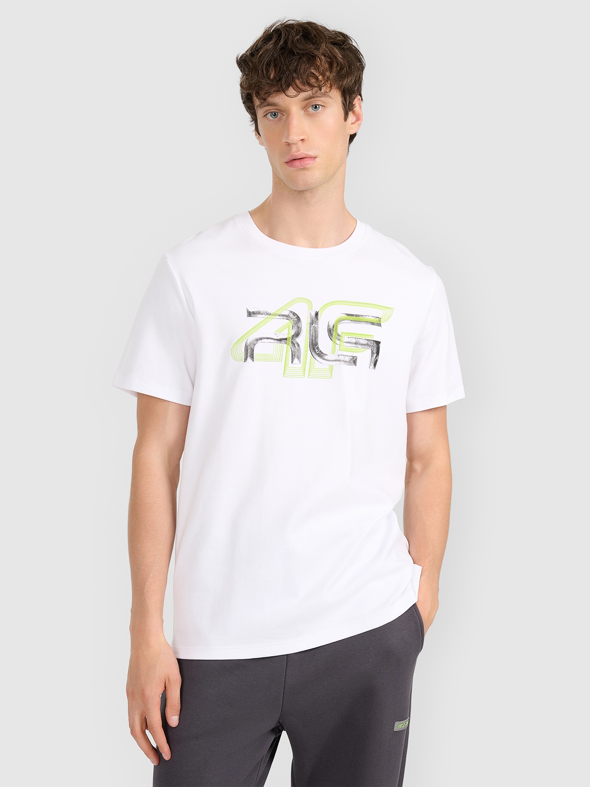 Vyriški T-shirt regular marškinėliai 4F x Robert Lewandowski - balti