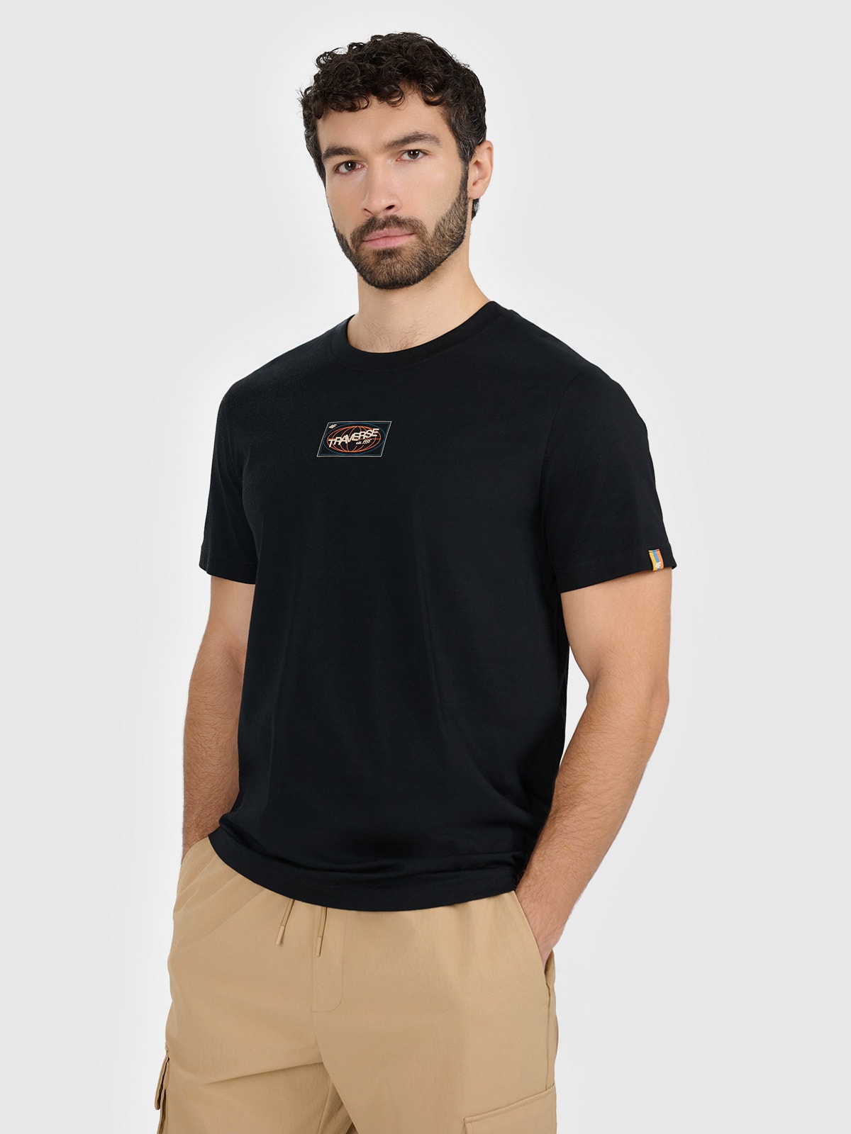 Vyriški T-shirt regular marškinėliai su spauda - juodi