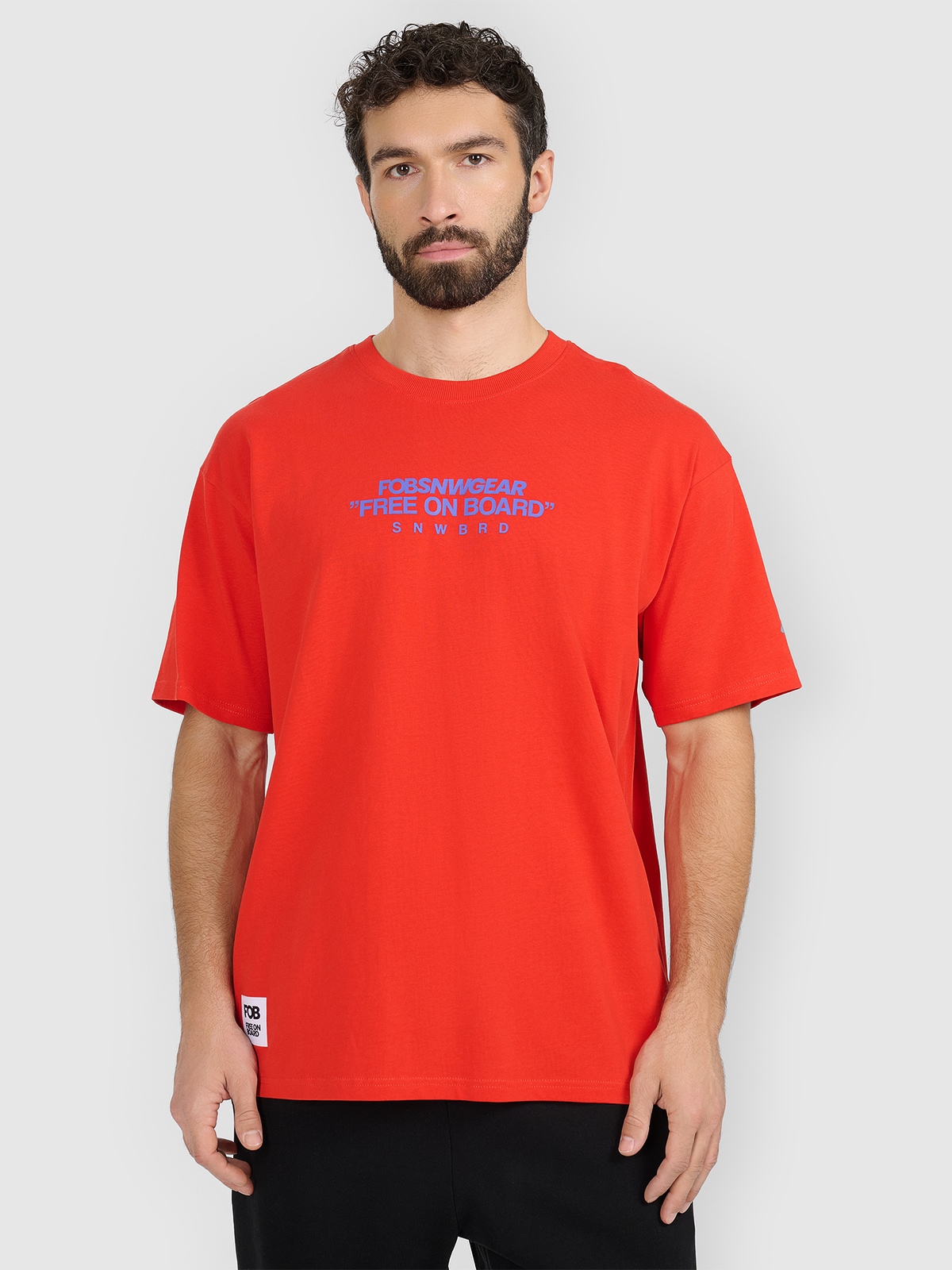 Vyriški T-shirt loose marškinėliai su spauda - raudoni