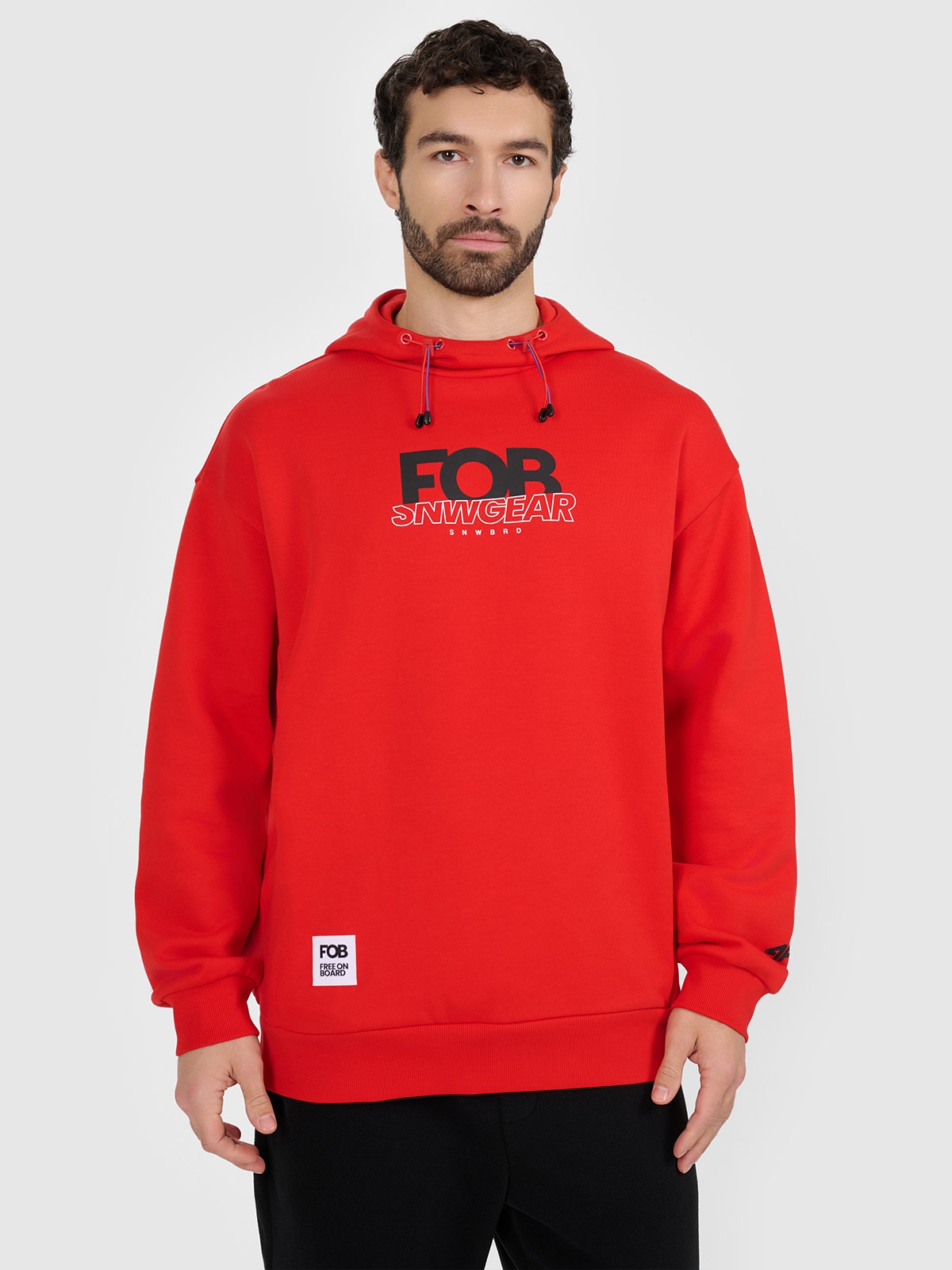 **Vyriškas sportinis neatsegamas džemperis su gobtuvu - raudonas