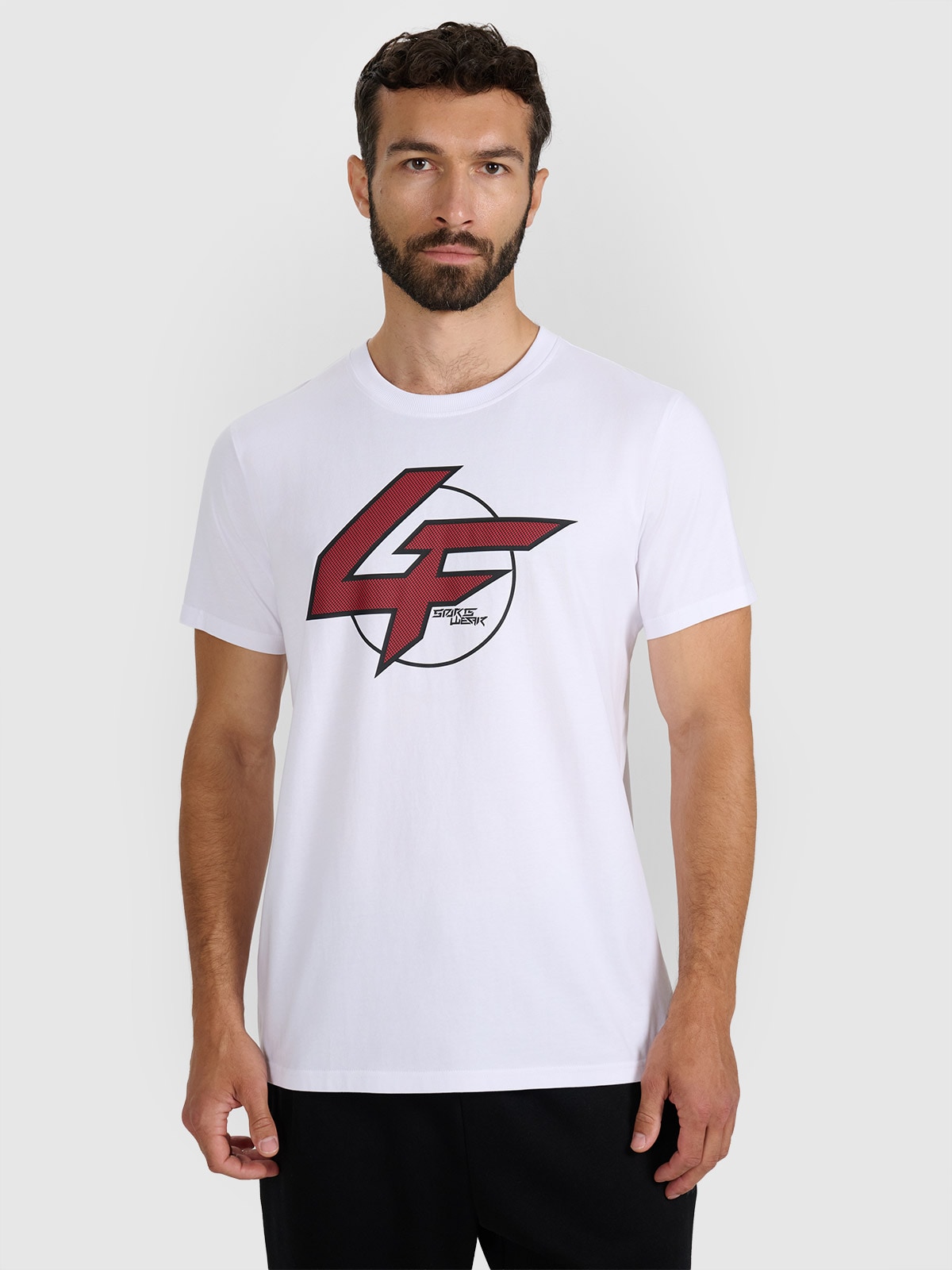 Vyriški T-shirt regular marškinėliai su spauda - balti