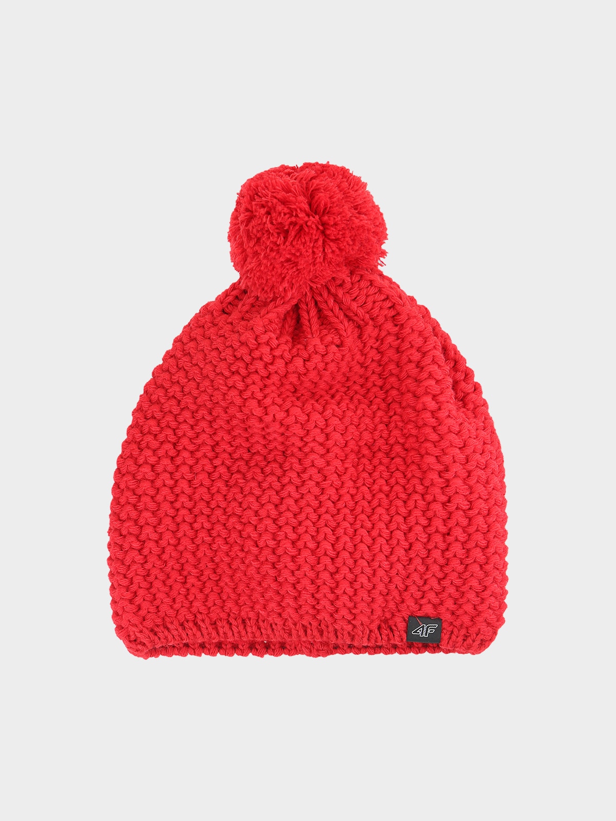 Vyriška žieminė kepurė su bumbulu - raudona