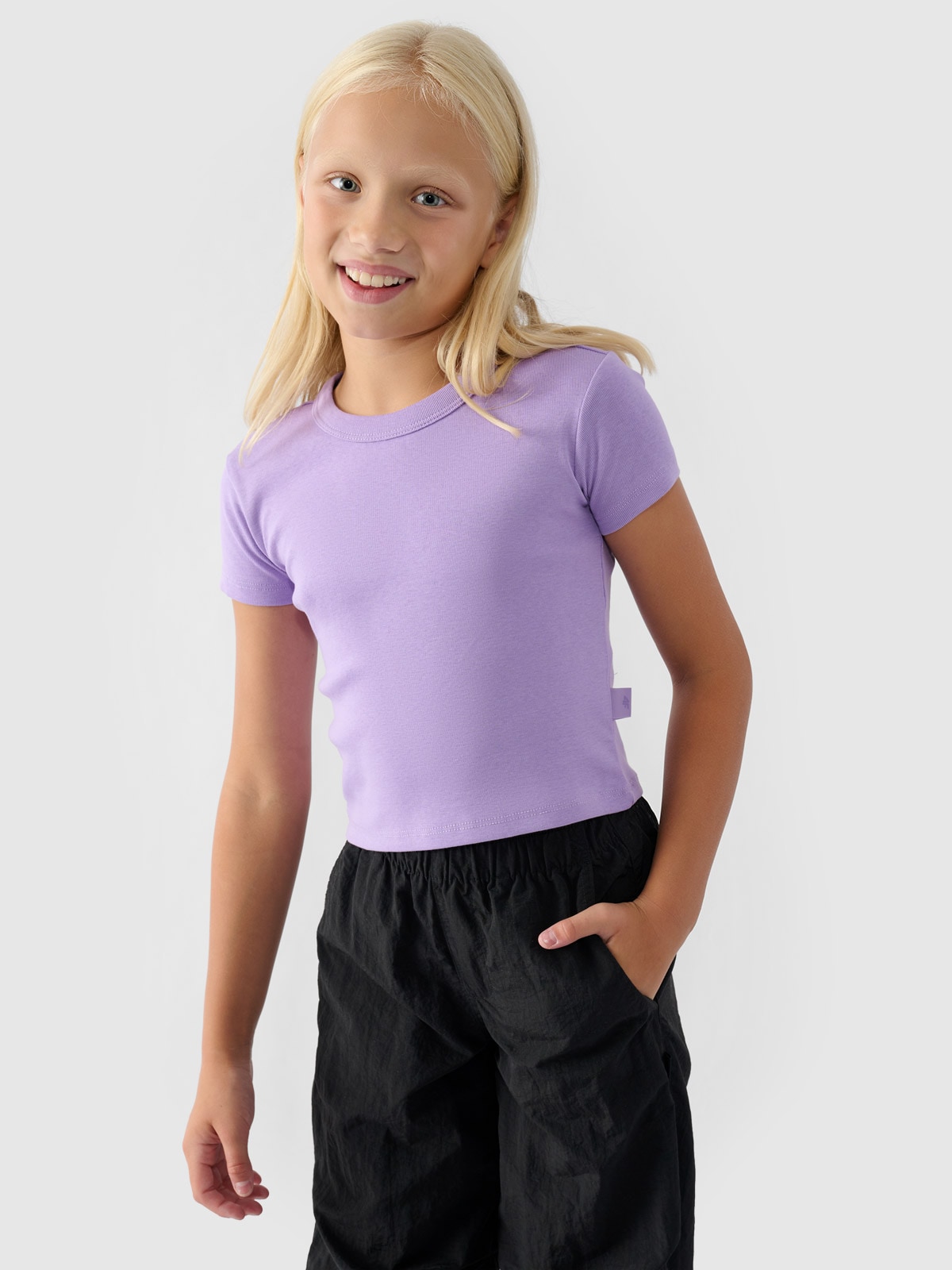 T-shirt lygūs marškinėliai mergaitėms - violetiniai