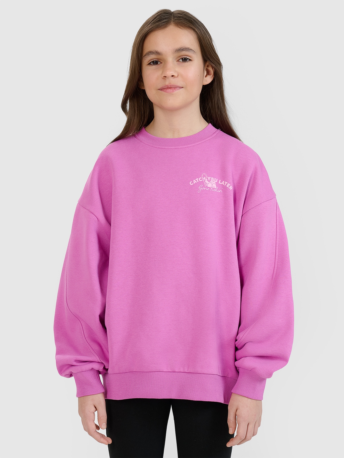 Sportinis neatsegamas džemperis be gobtuvo mergaitėms - rožinis