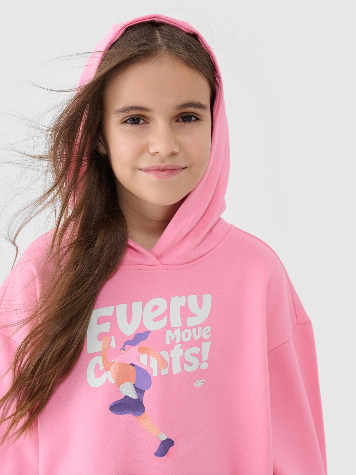 Sportinis neatsegamas, džemperis su gobtuvu mergaitėms - rožinis