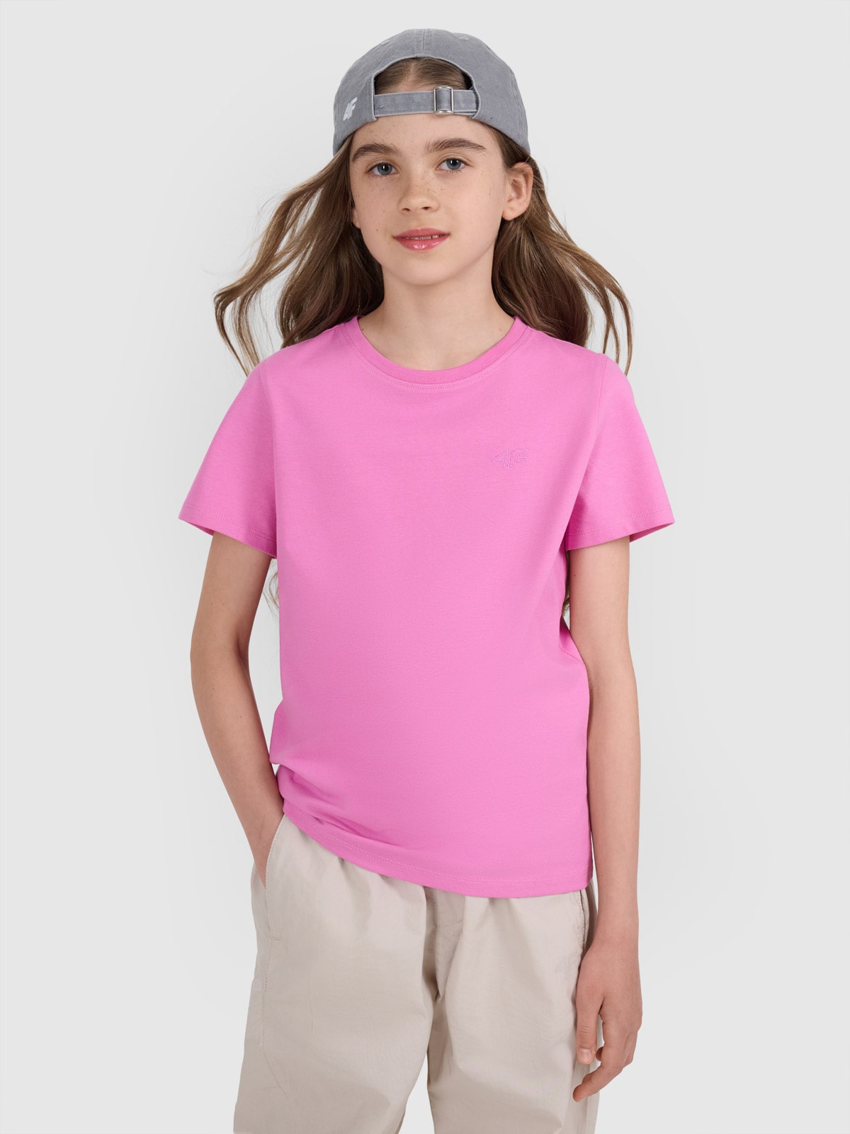 T-shirt regular lygus marškinėliai mergaitėms - rožiniai