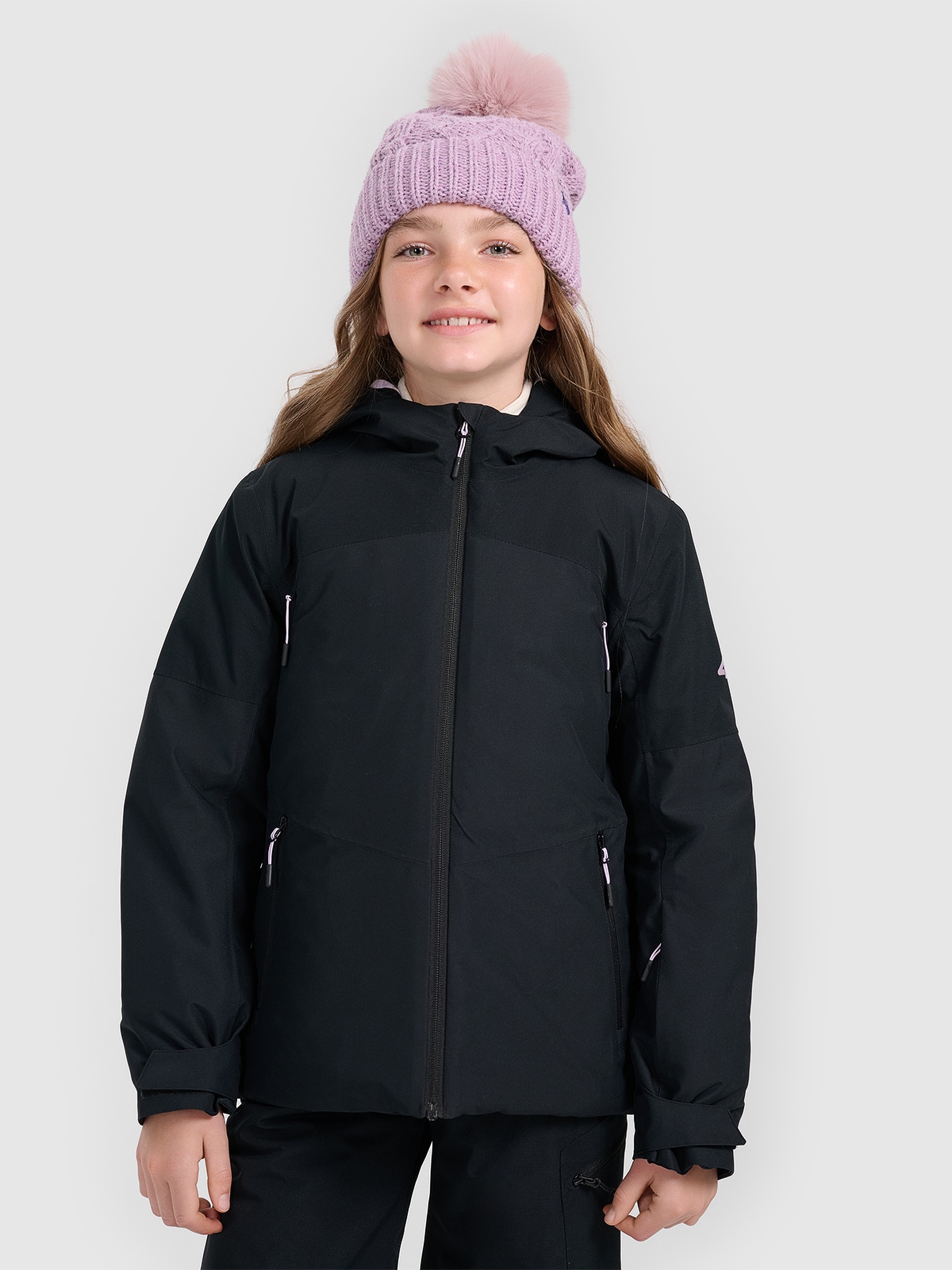 Slidinėjimo striukė mergaitėms 8000 membrana - juoda