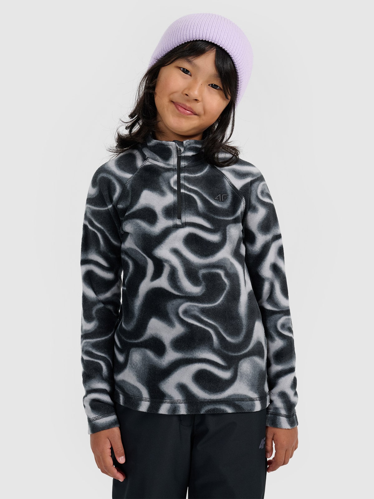 Termoaktyvus fliso apatinis trikotažas (viršus) mergaitėms - juoda