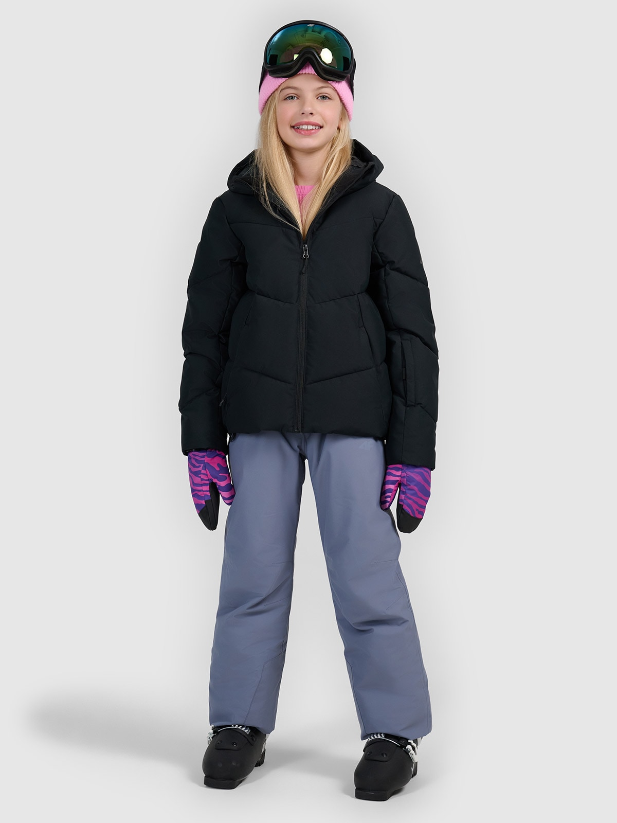 Slidinėjimo kelnės mergaitėms 5000 membrana - pilkos