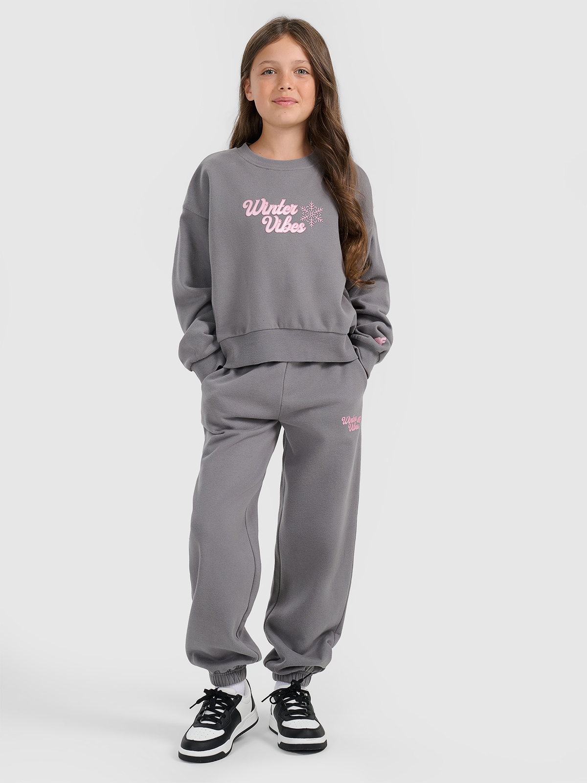 Sportinės jogger kelnės mergaitėms - pilkos