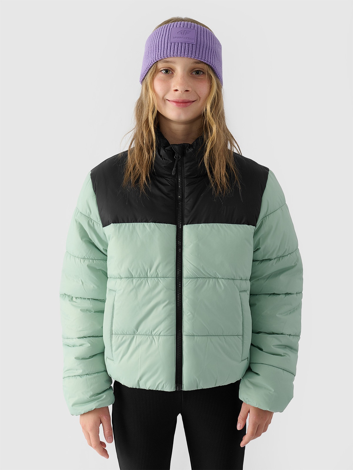 Striukė su sintetiniu kamšalu mergaitėms - mėtinės spalvos