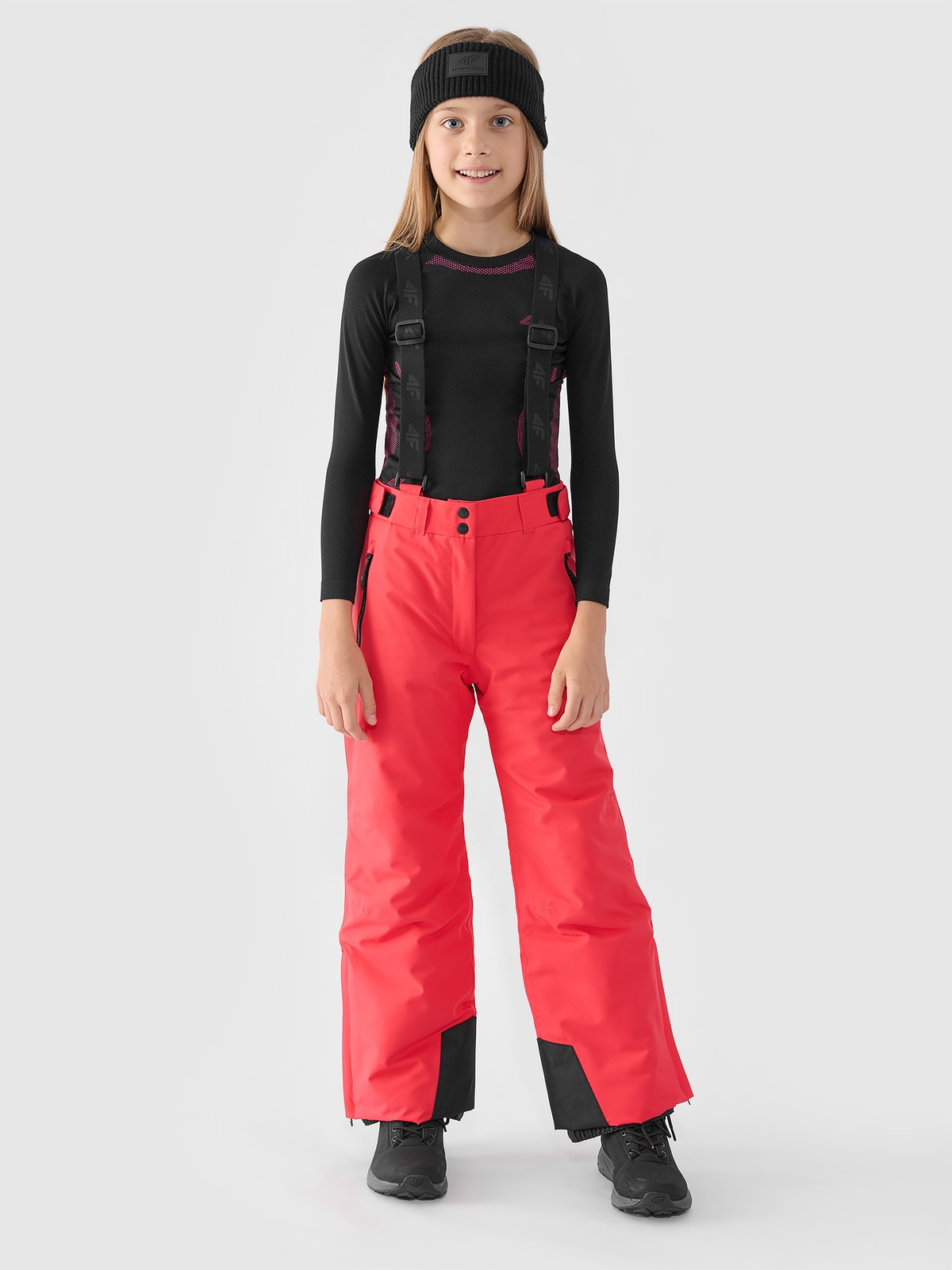 Slidinėjimo kelnės mergaitėms 8000 membrana - raudonos
