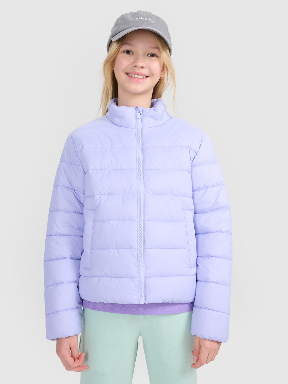 Striukė su sintetinių pūkų kamšalu mergaitėms - violetinė