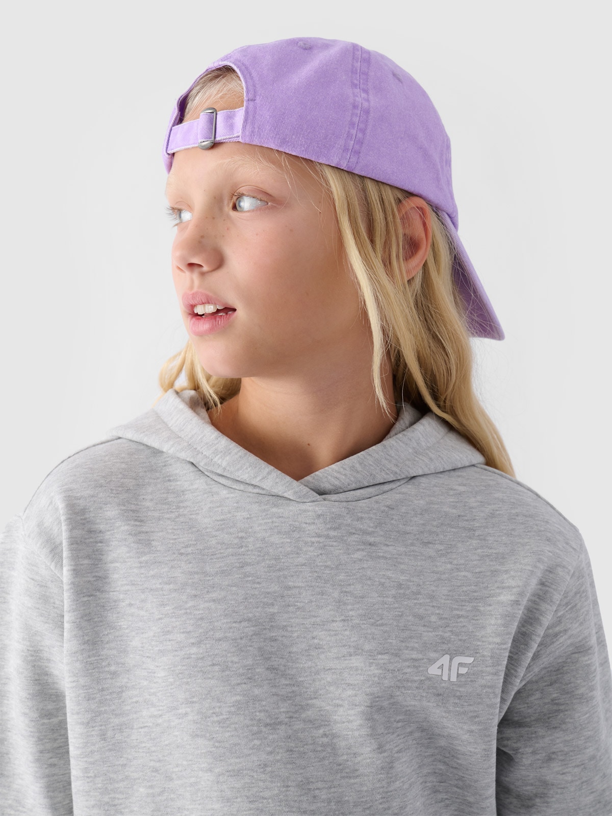 Sportinis neatsegamas džemperis su gobtuvu mergaitėms - pilkas