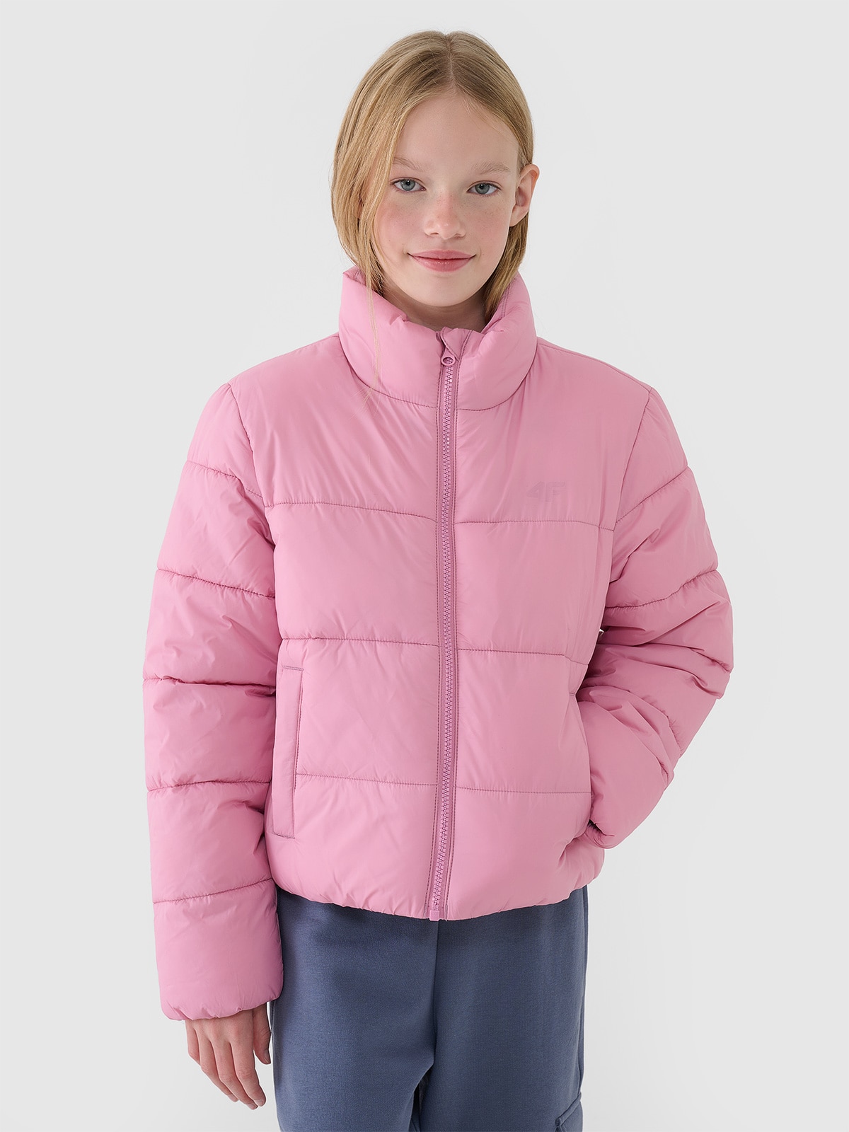 Vaikiška striukė su sintetinių pūkų kamšalu - rožiniai