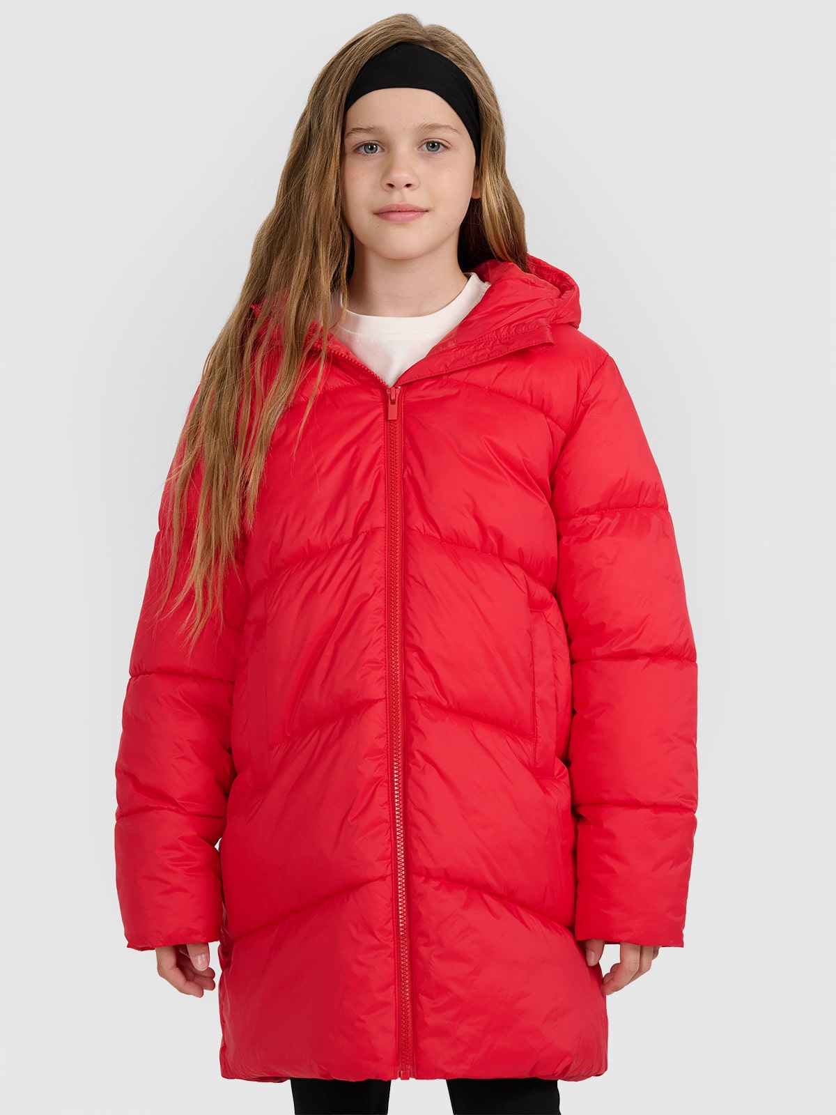 Paltas su sintetinių pūkų kamšalu mergaitėms - raudonas