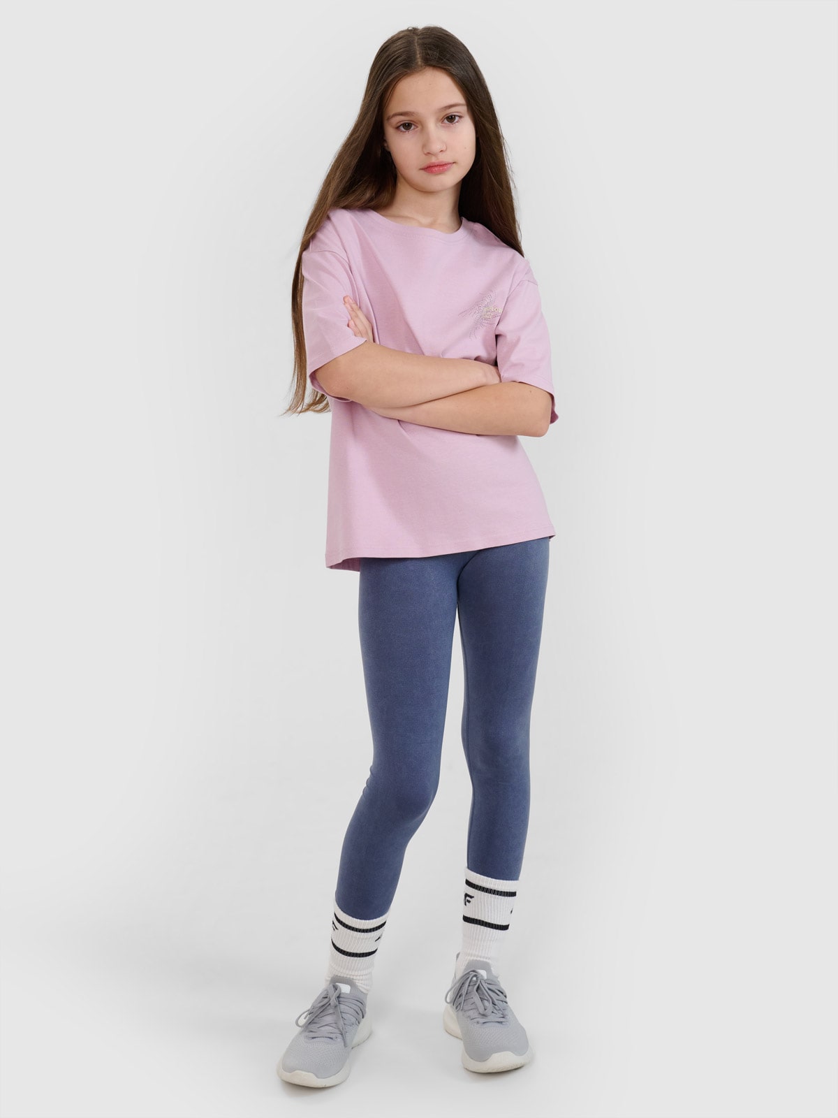 Trikotažinės tamprės mergaitėms - tamsiai mėlynos