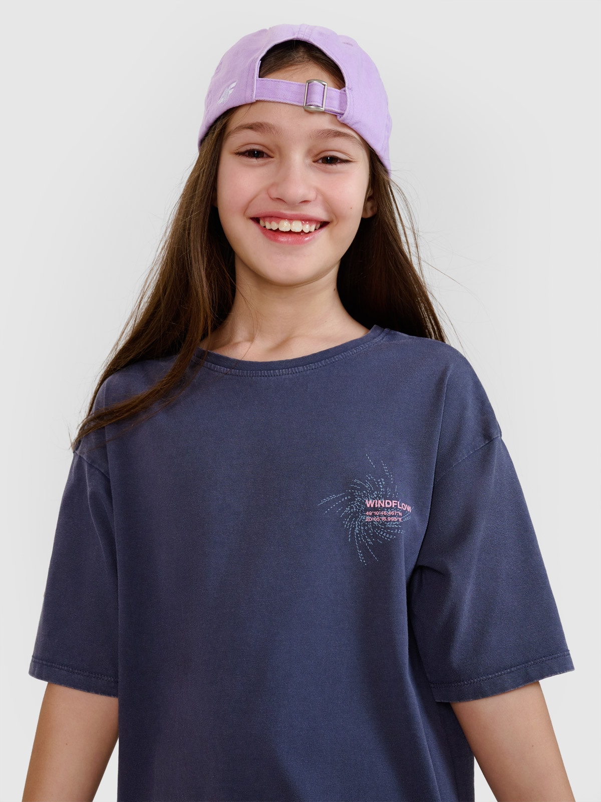 T-shirt oversize marškinėliai su grafika mergaitėms - pilki