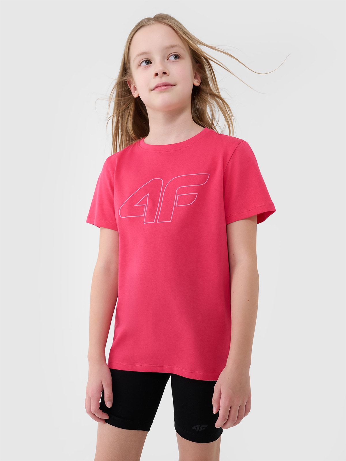 T-shirt regular marškinėliai su spauda mergaitėms - rožiniai