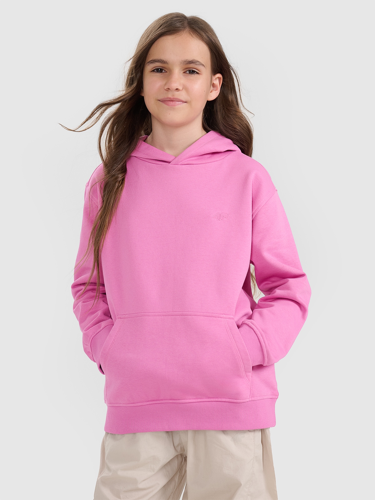 Sportinis neatsegamas, džemperis su gobtuvu mergaitėms - rožinis