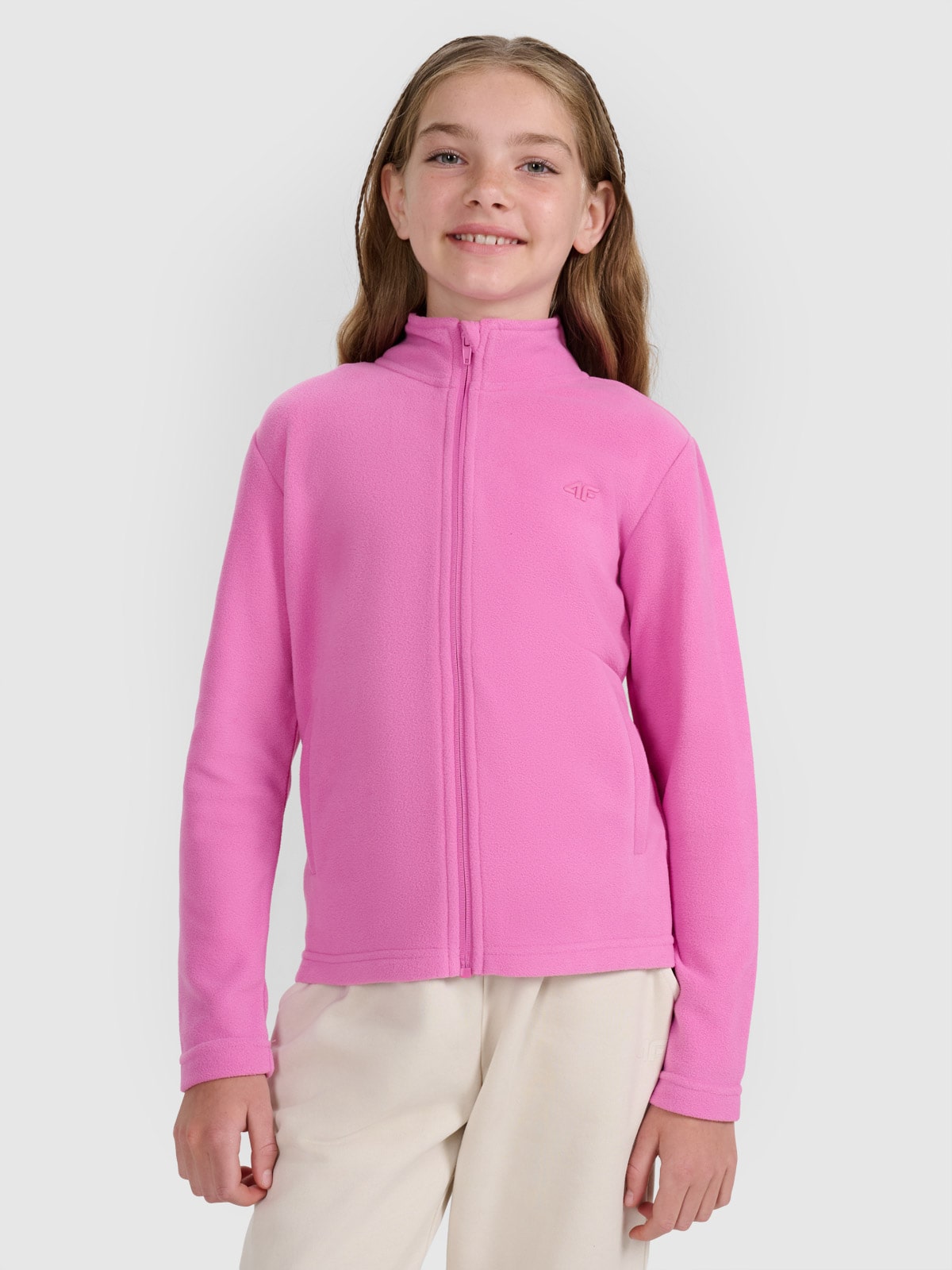 Flisas slim su apykakle mergaitėms - rožinis