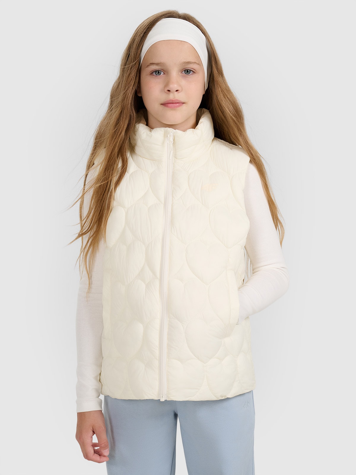 Berankovė striukė su sintetinių pūkų kamšalu mergaitėms - balta