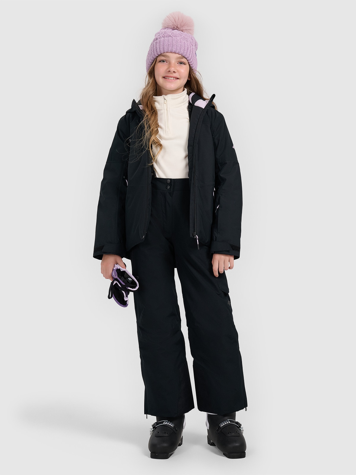 Slidinėjimo kelnės mergaitėms 8000 membrana - juodos