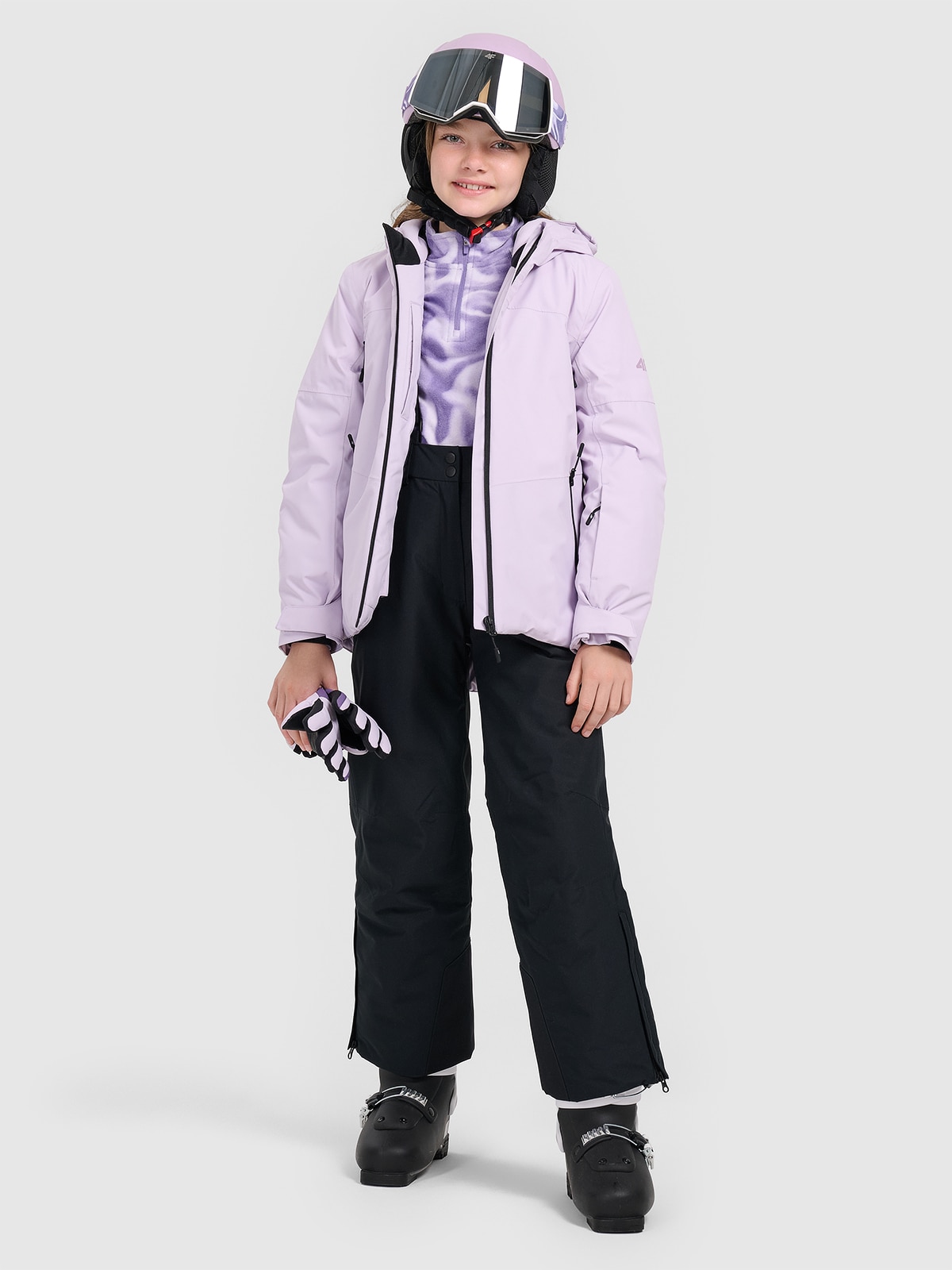 Slidinėjimo kelnės mergaitėms 8000 membrana - juodos