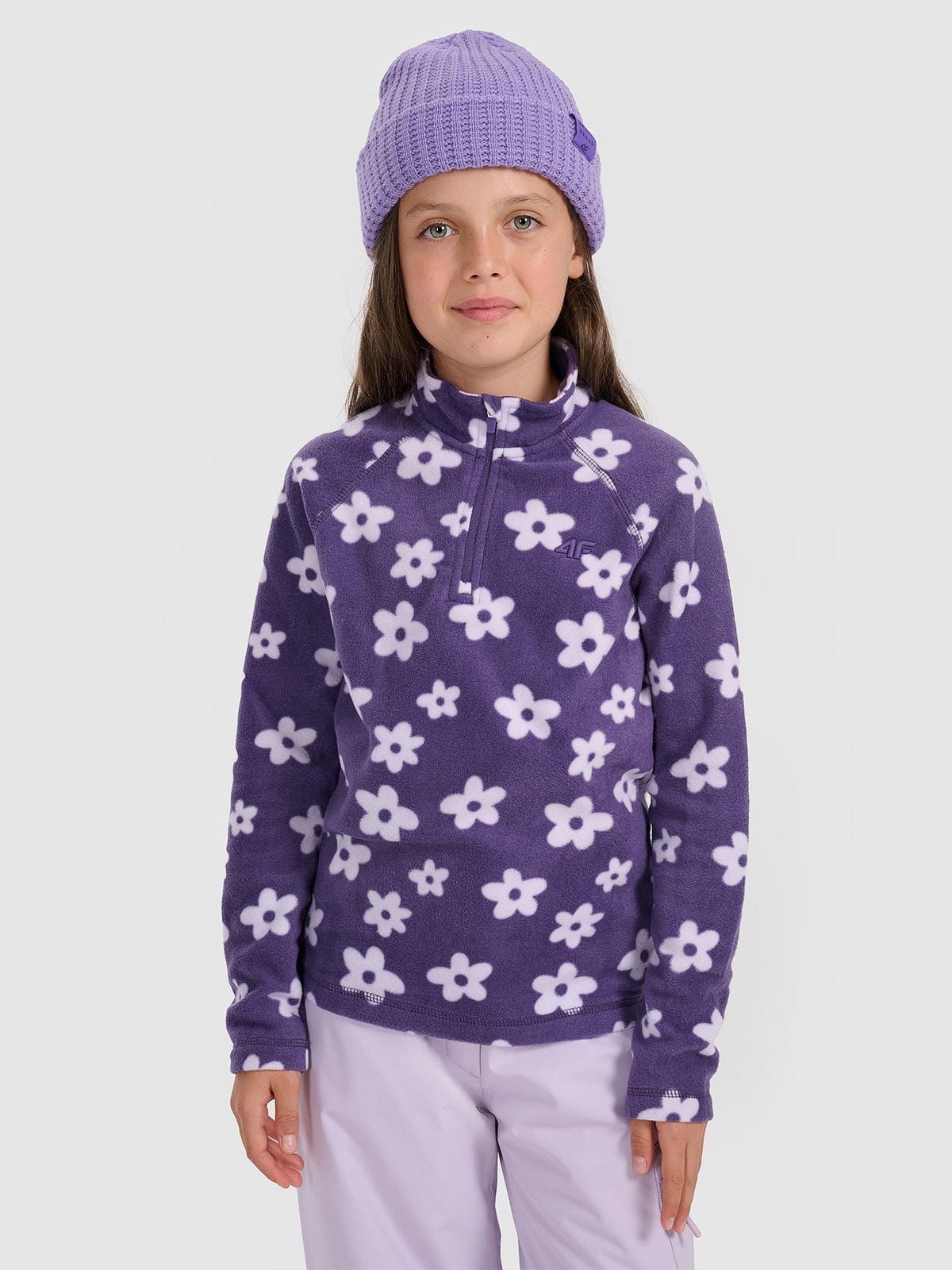 Termoaktyvus fliso apatinis trikotažas (viršus) mergaitėms - violetinis