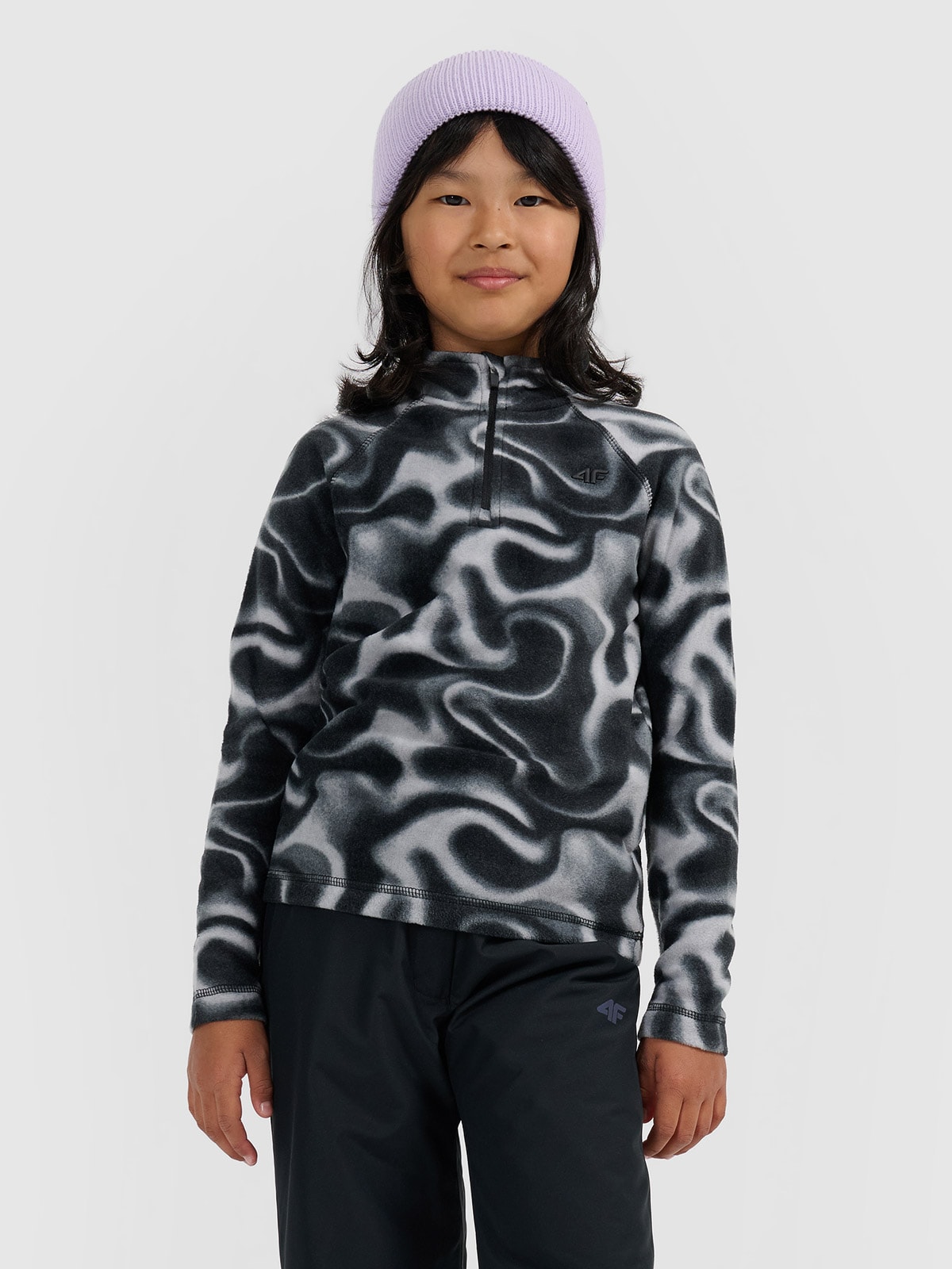 Termoaktyvus fliso apatinis trikotažas (viršus) mergaitėms - juodas