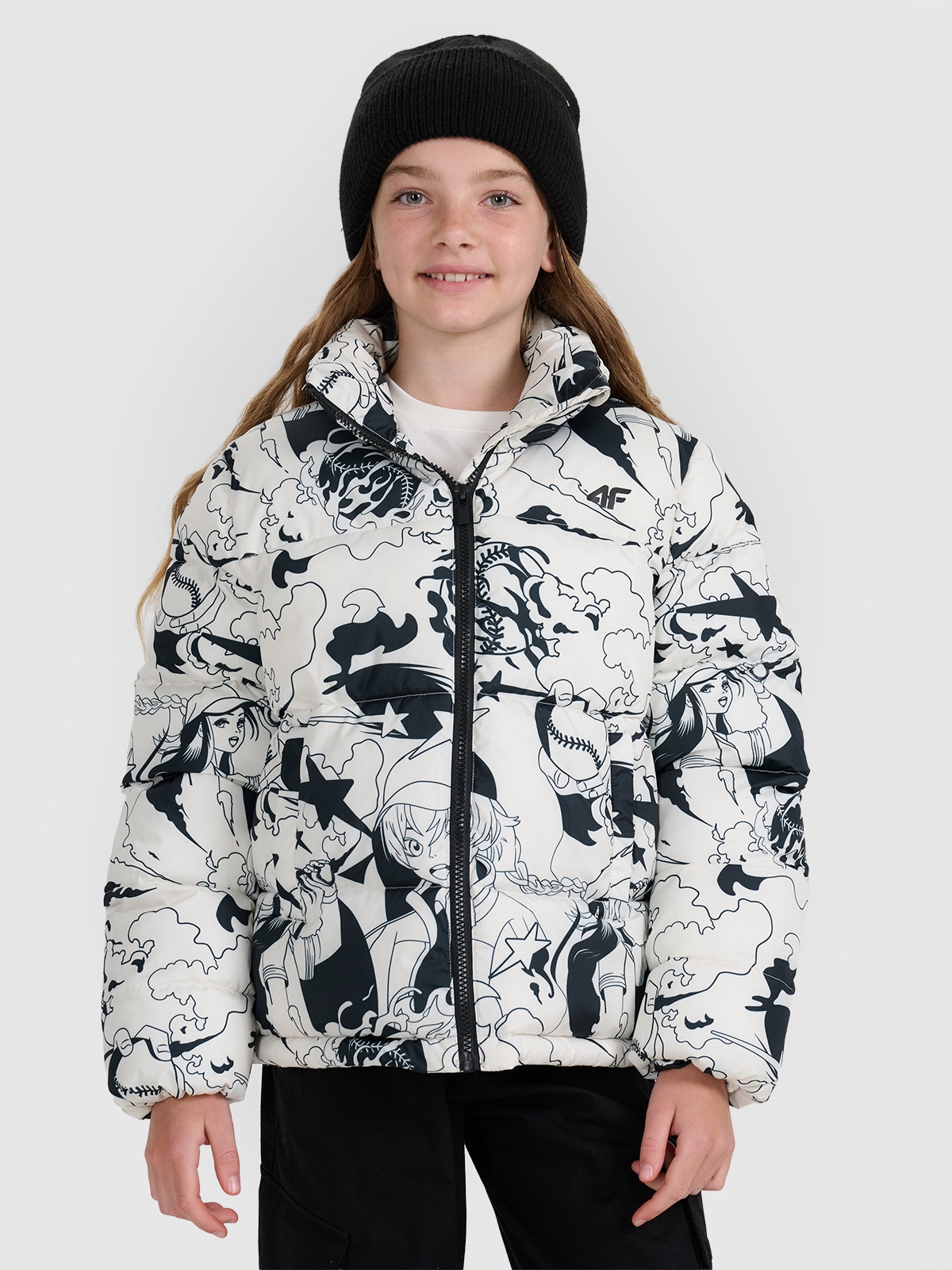 Striukė su sintetinių pūkų kamšalu mergaitėms - balta