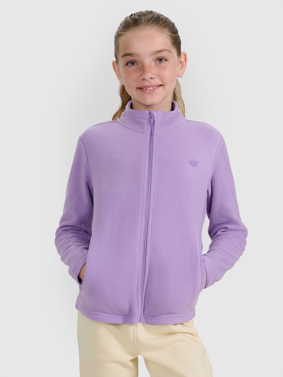 Flisas slim su apykakle mergaitėms - violetinis