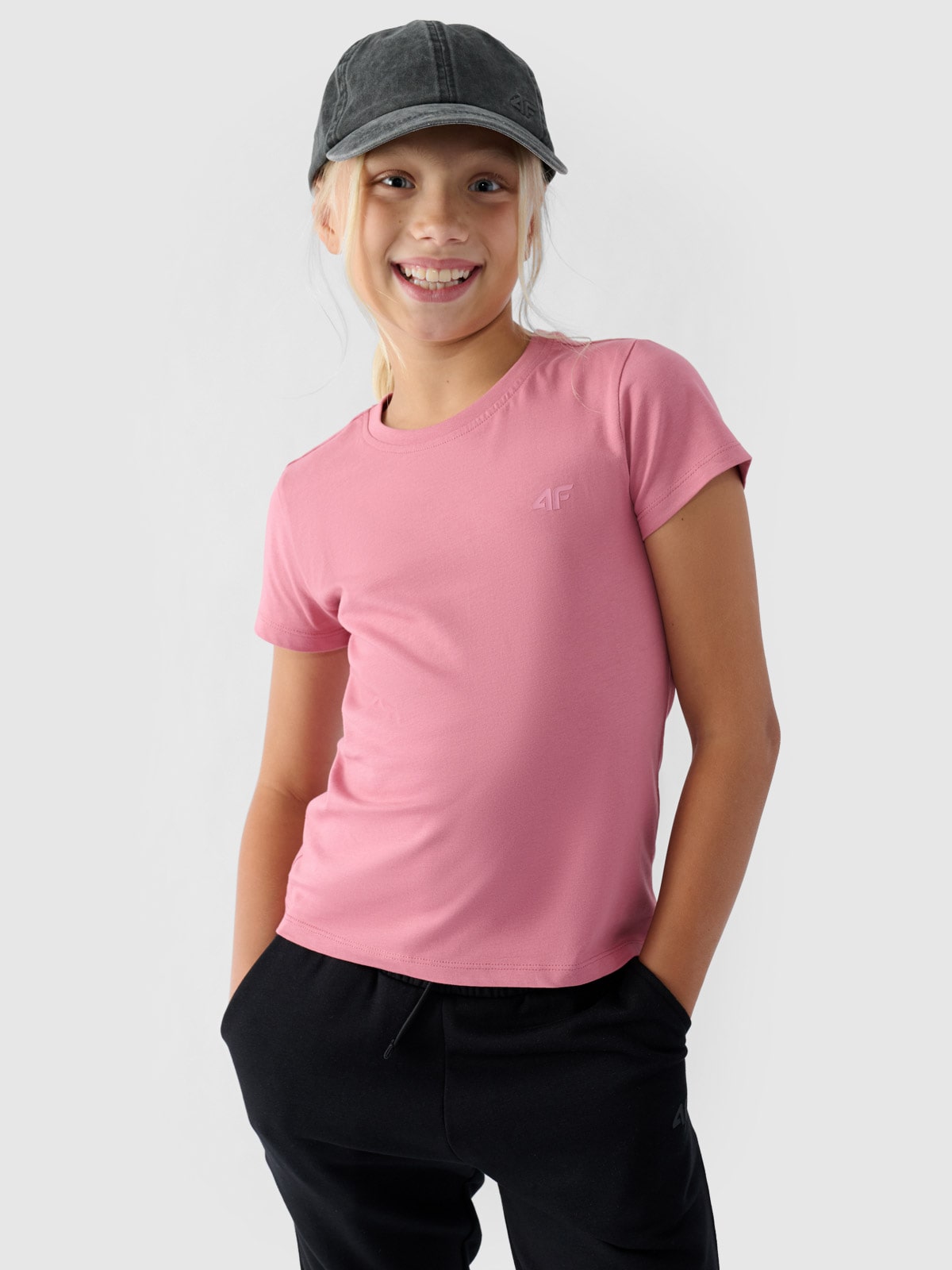 T-shirt lygus marškinėliai mergaitėms - šviesiai rožiniai