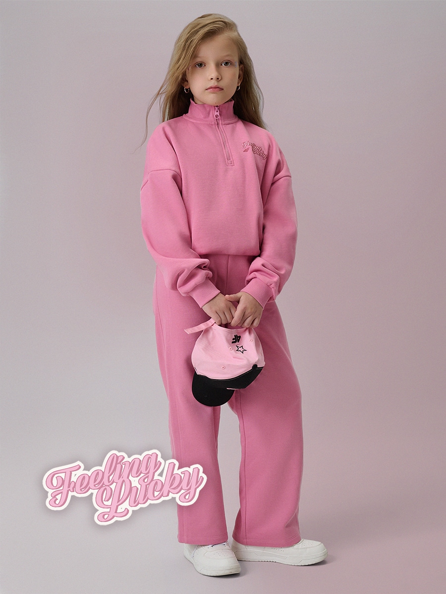 Sportinės kelnės su lygiomis klešnėmis mergaitėms - rožinės