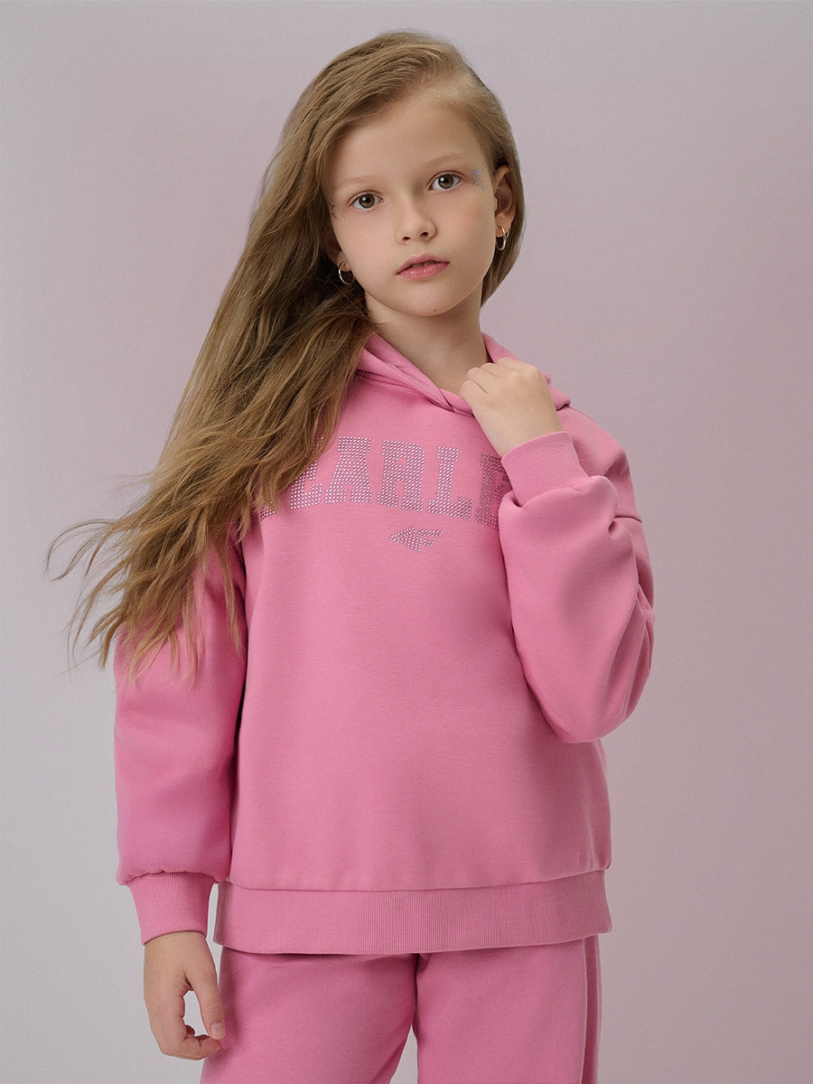 Moteriškas sportinis loose džemperis su gobtuvu - rožinis