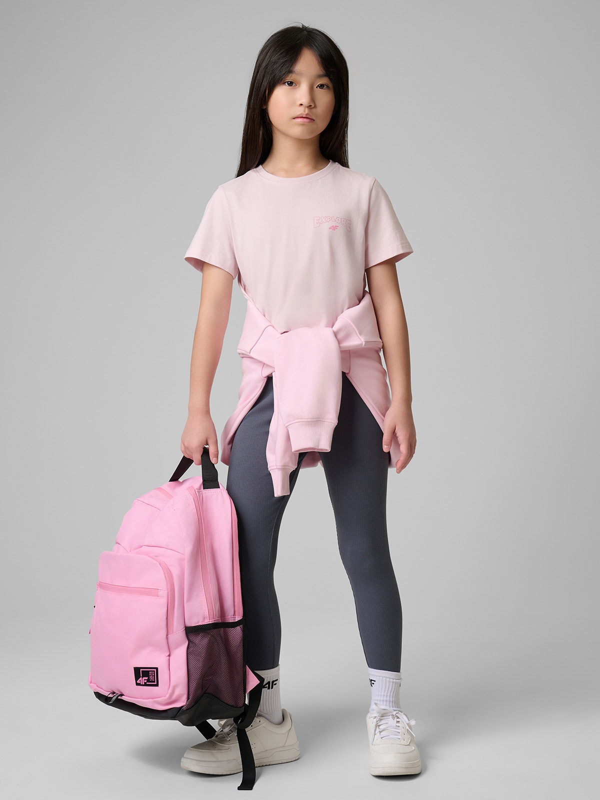 T-shirt regular marškinėliai su spauda mergaitėms - rožiniai